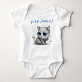 Critical Cat Judging You Blue Text Romper (Voorkant)
