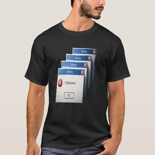 Critical Error — Retro Windows Warning Boxes Graph T-shirt (Voorkant)