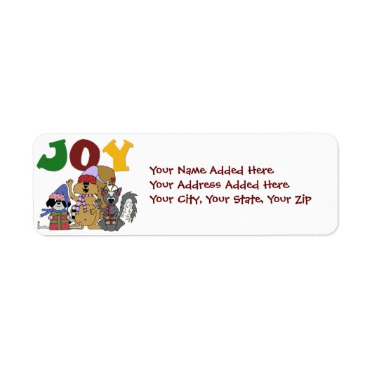 Critter Christmas Retour Adreslabels Etiket (Voorkant)