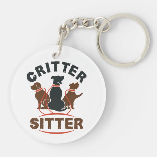 Critter Sitter Cute Pet Sitter Sleutelhanger (Achterkant)