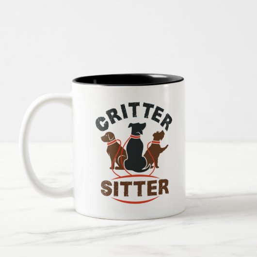 Critter Sitter Cute Pet Sitter Tweekleurige Koffiemok (Links)