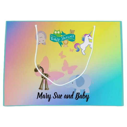 Critters and Butterflies Baby shower Large Gift Ba Groot Cadeauzakje (Voorkant)