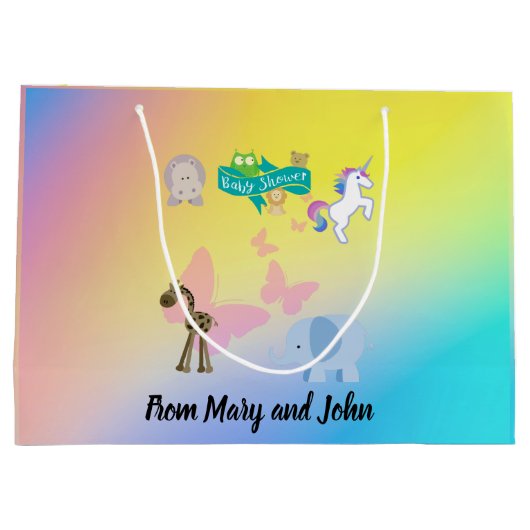 Critters and Butterflies Baby shower Large Gift Ba Groot Cadeauzakje (Achterkant)