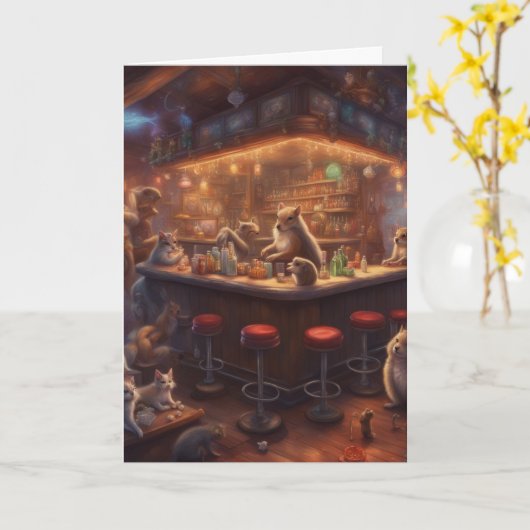 Critters Christmas party at the bar customer Kaart (Gele Bloem)
