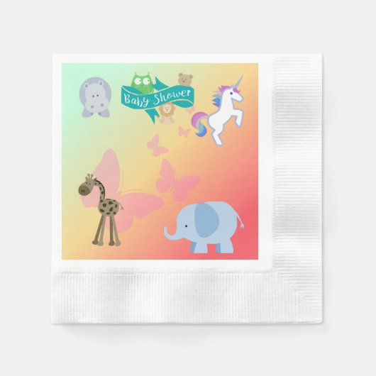Critters en Butterflies Baby shower Napkins Servet (Voorkant)