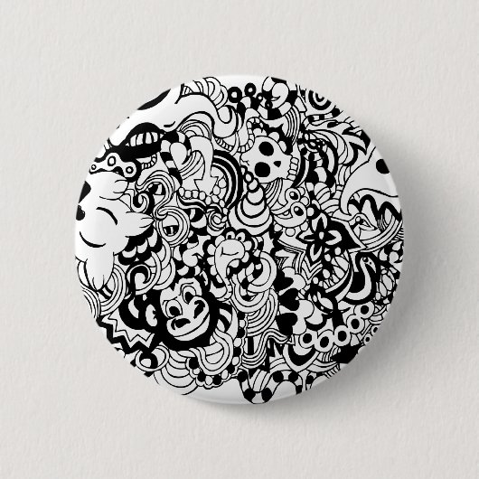 Critters in chaos doedle ronde button 5,7 cm (Voorkant)