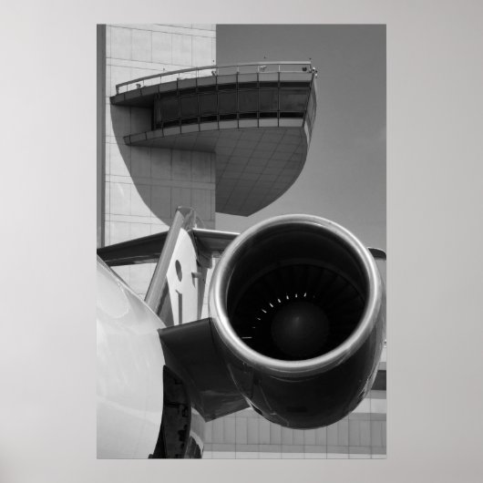 CRJ JFK Tower B&W Poster (Voorkant)