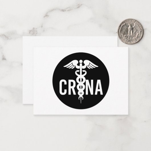 CRNA-gecertificeerde anesthesist voor verpleegkund Notitiekaartje (Voorkant / Achterkant in situ)