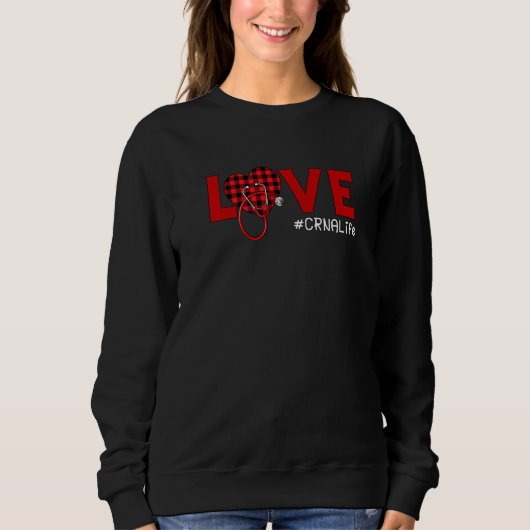 CRNA Nurse Pset Red Love Heart Stethoscoop RN Nur Trui (Voorkant)