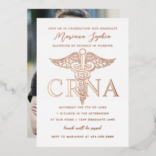 CRNA Nursing Afstuderen Gold Foil Uitnodiging
