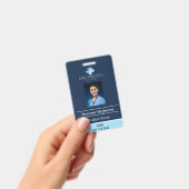 CRNA Student Nurse Practitioner Blue QR Code Foto Badge (Handheld)