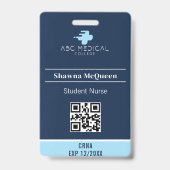 CRNA Student Nurse Practitioner Blue QR Code Foto Badge (Back)