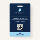CRNA Student Nurse Practitioner Blue QR Code Foto Badge (Achterkant)