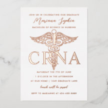 CRNA-verpleegkundige afstudeer uitnodiging met gou