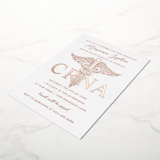 CRNA-verpleegkundige afstudeer uitnodiging met gou (Gedraaid)