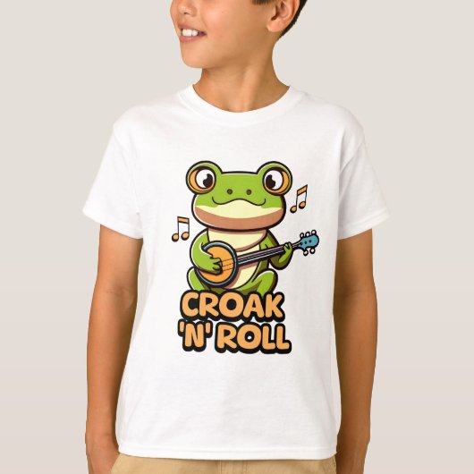 Croak 'N' Roll. Schattigee banjo spelen kikker Car T-shirt (Voorkant)