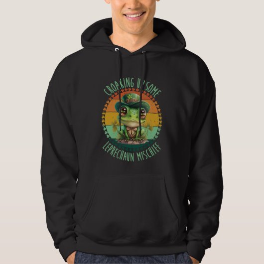 Croaking Up Some Leprechaun Mischief St Patrick s Hoodie (Voorkant)