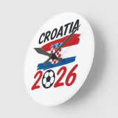 Croatia 2026 Soccer Fan Design Flag Colors Ronde Klok (Hoek)
