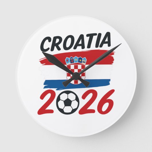 Croatia 2026 Soccer Fan Design Flag Colors Ronde Klok (Voorkant)
