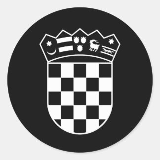 Croatia coat of arms, simple, checkerboard ronde sticker