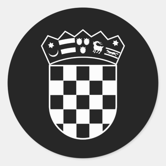 Croatia coat of arms, simple, checkerboard ronde sticker (Voorkant)