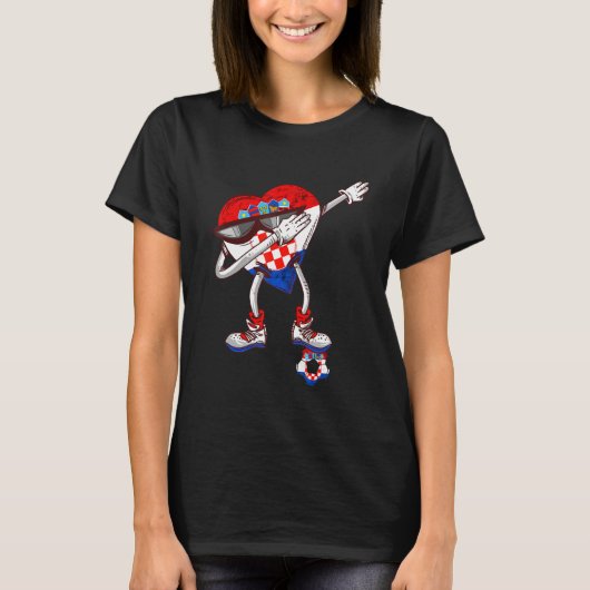 Croatia Dabbing Heart Hrvatska Soccer Team Croatia T-shirt (Voorkant)