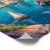 Croatia Dubrovnik Illustration Travel Art Vintage Poster (Hoek)