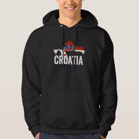 Croatia Flag and Map  Vintage Croatian Roots Hoodie (Voorkant)