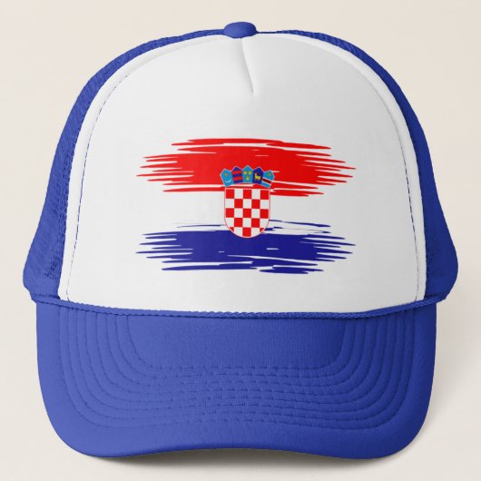 Croatia Flag Hat – Patriotic Baseball Cap for Men  Trucker Pet (Voorkant)
