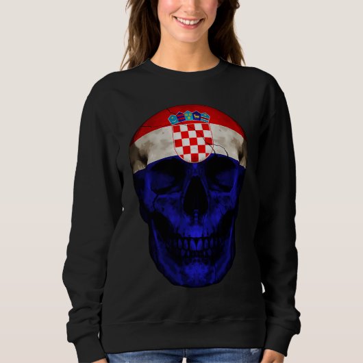 Croatia Flag Skull Croatian Roots Proud Patriotic Trui (Voorkant)