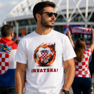 Croatia Football Fire Ball Fan Design T-shirt