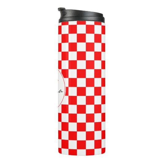Croatia | Hrvatska | Checkered Name Monogram Thermosbeker (Geroteerd rechts)
