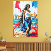 Croatia Hrvatska Kroatien Hrv Zagreb Split Flag  Canvas Afdruk (Insitu (Woonkamer))