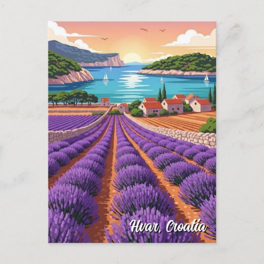 Croatia Hvar Lavendar Fields Briefkaart (Voorkant)