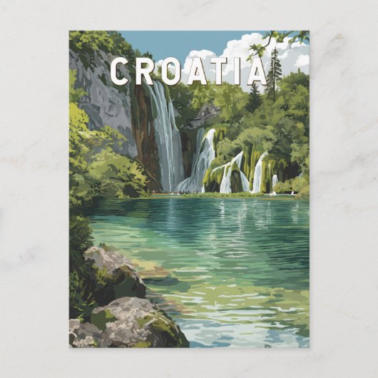 Croatia Illustration Travel Art Vintage Briefkaart (Voorkant)