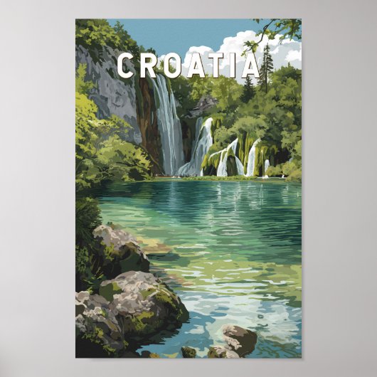 Croatia Illustration Travel Art Vintage Poster (Voorkant)
