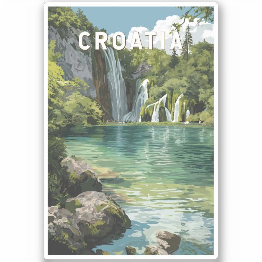 Croatia Illustration Travel Art Vintage Sticker (Voorkant)