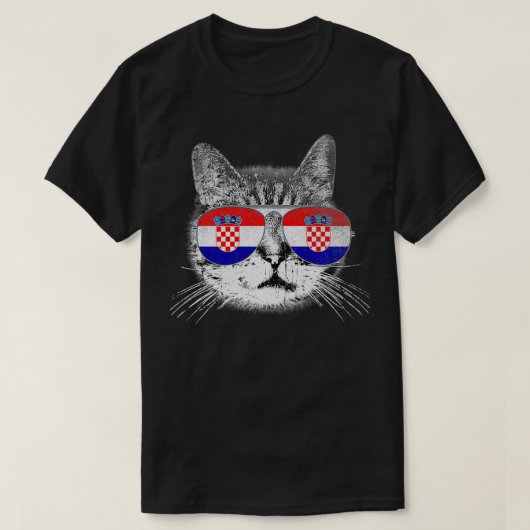 Croatian Croatia Flag Country Roots Cat Lover Prid T-shirt (Design voorkant)