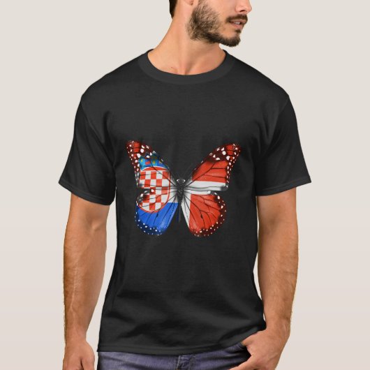 Croatian Danish Flag Butterfly T-shirt (Voorkant)