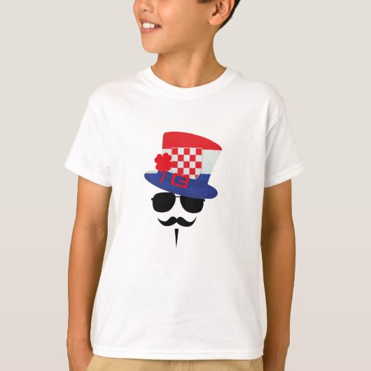 Croatian Fan with Mustache T-shirt (Voorkant)