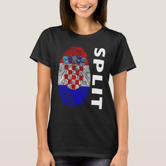 Croatian flag fingerprint motif split t-shirt (Voorkant)