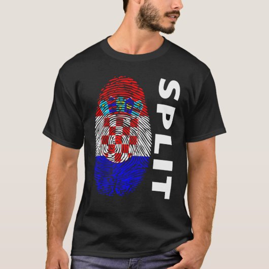Croatian flag fingerprint motif split t-shirt (Voorkant)