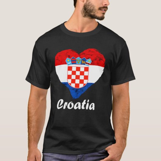 Croatian Flag Heart Croatian Roots Croatian Pride  T-shirt (Voorkant)