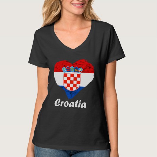 Croatian Flag Heart Croatian Roots Croatian Pride  T-shirt (Voorkant)