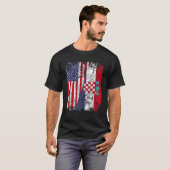 CROATIAN ROOTS Half American Flag CROATIA T-shirt (Voorkant volledig)