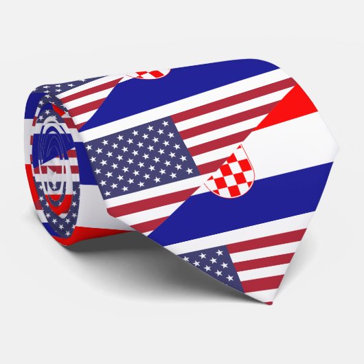 Croation American Pride US Croation Flag Stropdas (Opgerold)