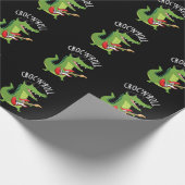 Croc N Roll Funny Crocodile Pun Dark BG Cadeaupapier (Hoek)