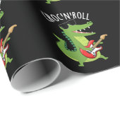 Croc N Roll Funny Crocodile Pun Dark BG Cadeaupapier (Rol Hoek)
