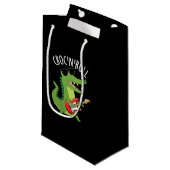 Croc N Roll Funny Crocodile Pun Dark BG Klein Cadeauzakje (Voorkant Gekanteld)