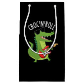 Croc N Roll Funny Crocodile Pun Dark BG Klein Cadeauzakje (Voorkant)